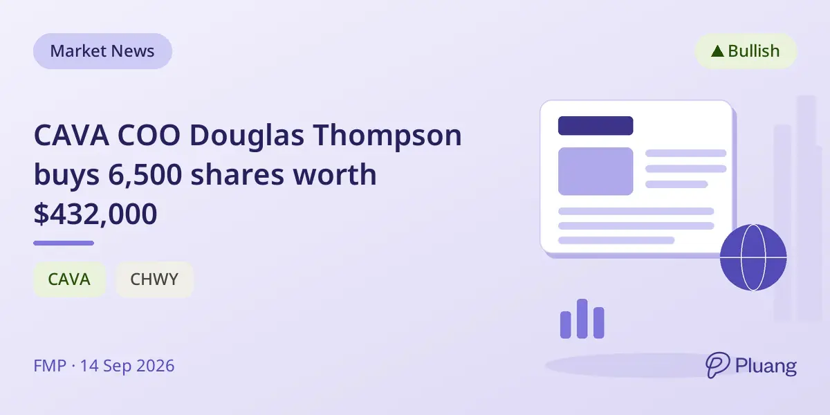 CAVA COO Douglas Thompson buys 6,500 shares worth $432,000