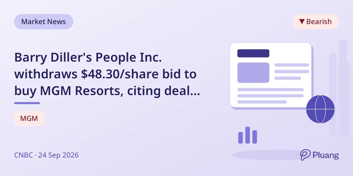 Barry Diller's People Inc. withdraws $48.30/share bid to buy MGM Resorts, citing deal complexity.