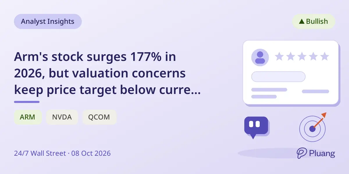 Arm's stock surges 177% in 2026, but valuation concerns keep price target below current levels.