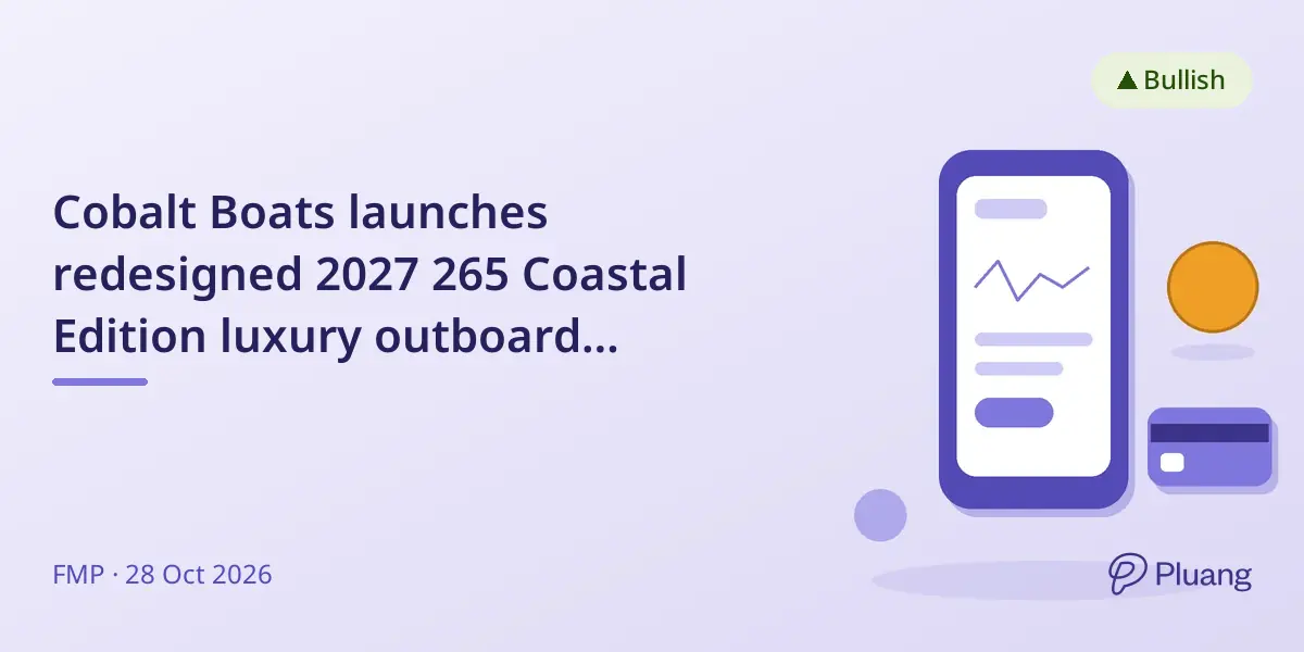 Cobalt Boats launches redesigned 2027 265 Coastal Edition luxury outboard runabout.