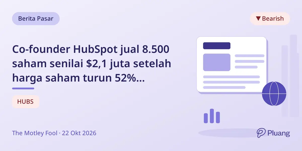 Co-founder HubSpot jual 8.500 saham senilai $2,1 juta setelah harga saham turun 52% setahun