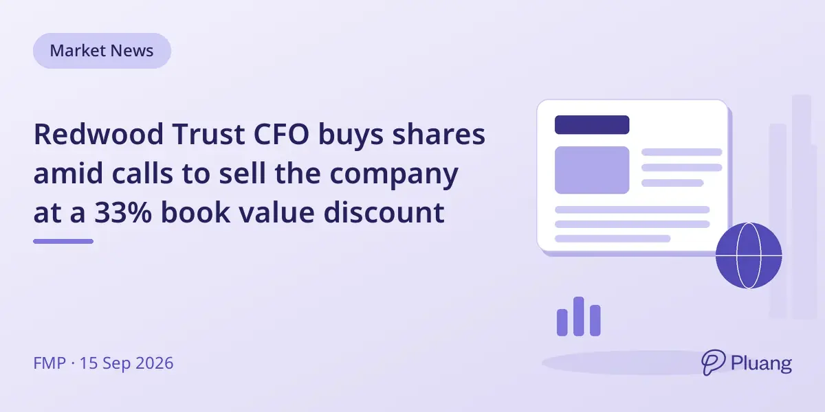 Redwood Trust CFO buys shares amid calls to sell the company at a 33% book value discount