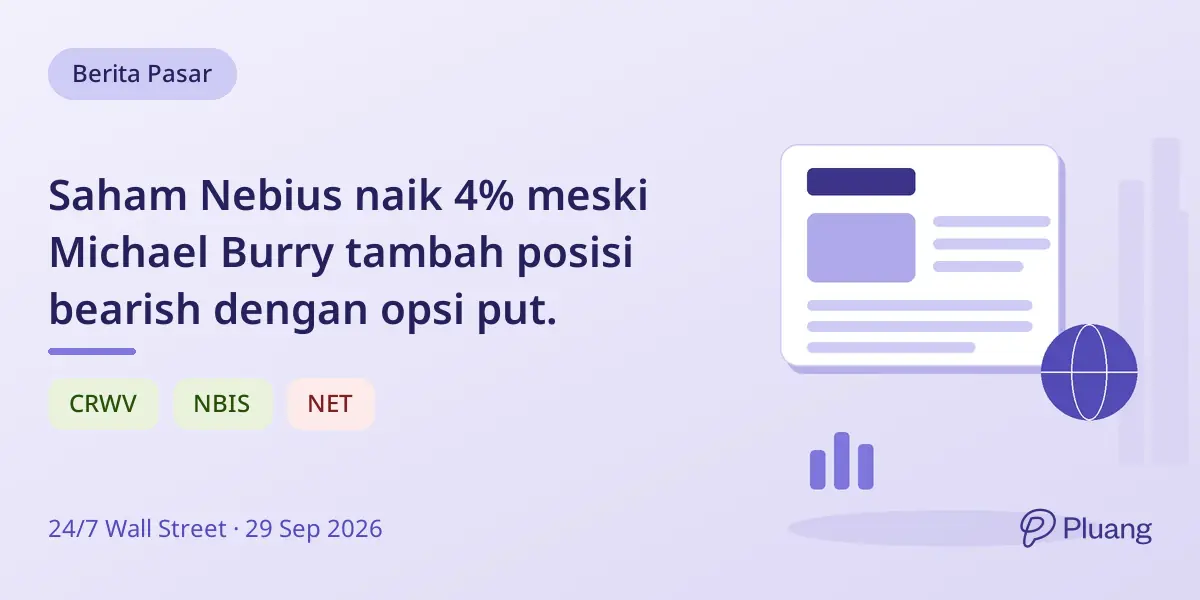 Saham Nebius naik 4% meski Michael Burry tambah posisi bearish dengan opsi put.