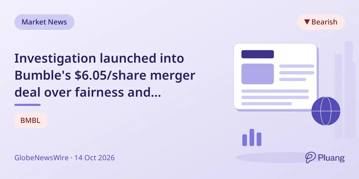 Investigation launched into Bumble's $6.05/share merger deal over fairness and shareholder rights.
