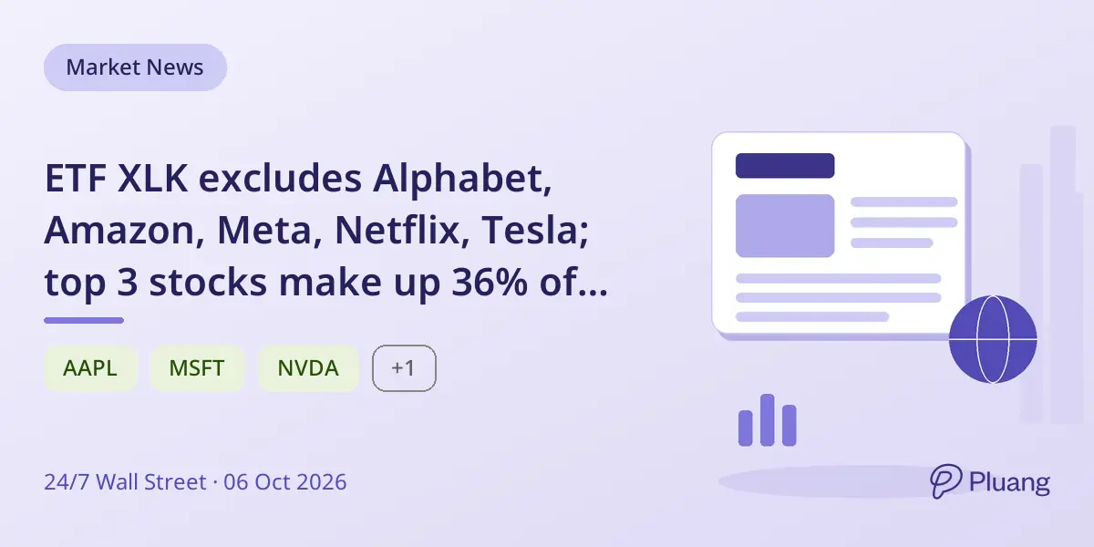 ETF XLK excludes Alphabet, Amazon, Meta, Netflix, Tesla; top 3 stocks make up 36% of fund.