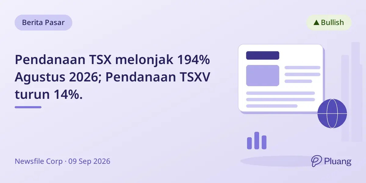Pendanaan TSX melonjak 194% Agustus 2026; Pendanaan TSXV turun 14%.