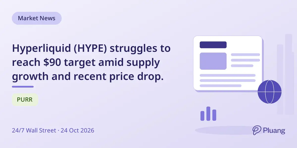 Hyperliquid (HYPE) struggles to reach $90 target amid supply growth and recent price drop.