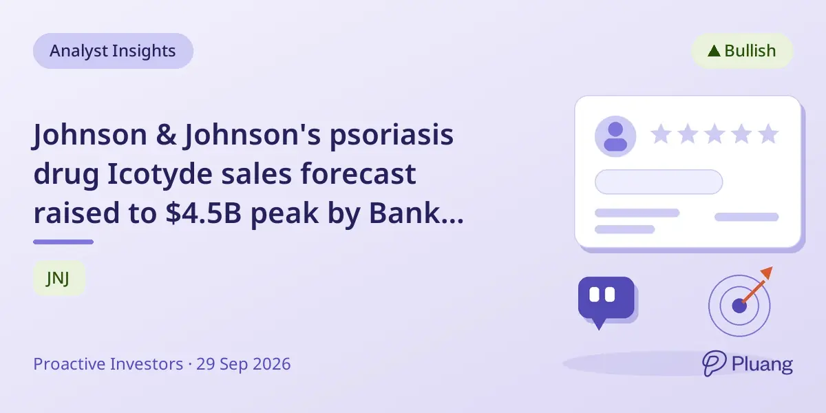 Johnson & Johnson's psoriasis drug Icotyde sales forecast raised to $4.5B peak by Bank of America