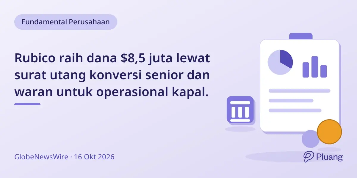 Rubico raih dana $8,5 juta lewat surat utang konversi senior dan waran untuk operasional kapal.