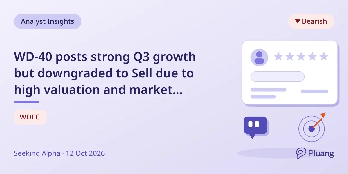 WD-40 posts strong Q3 growth but downgraded to Sell due to high valuation and market underperformance