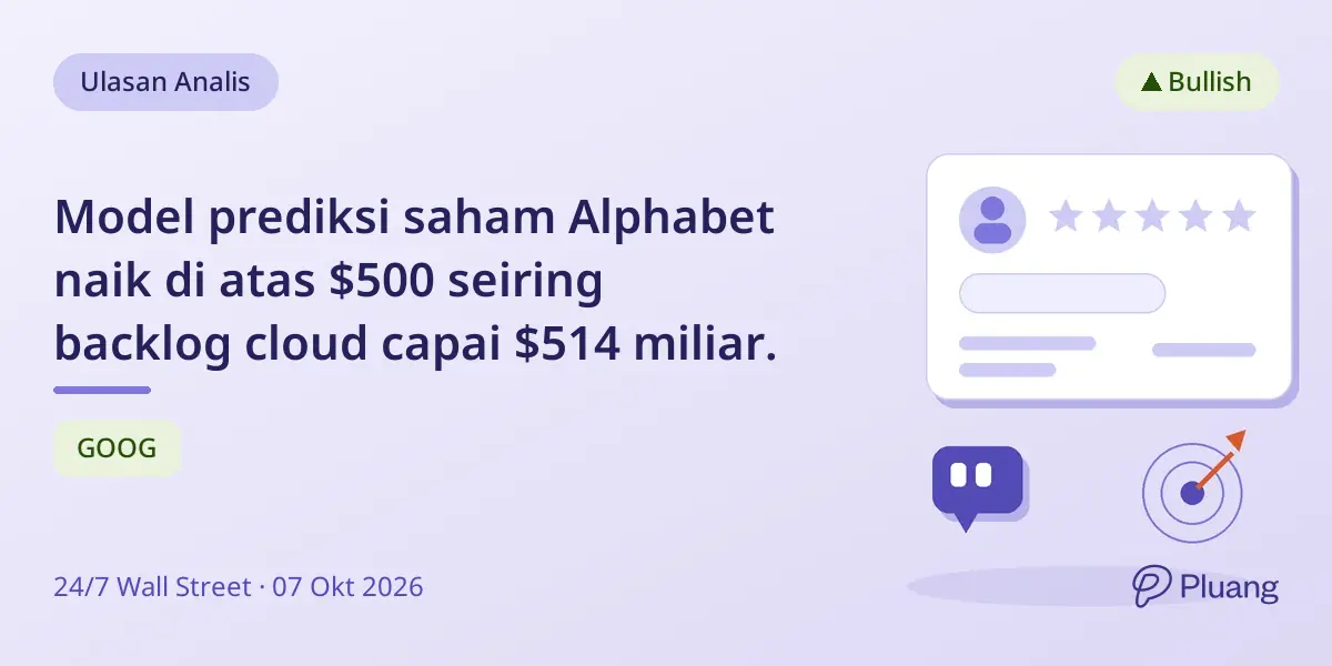 Model prediksi saham Alphabet naik di atas $500 seiring backlog cloud capai $514 miliar.