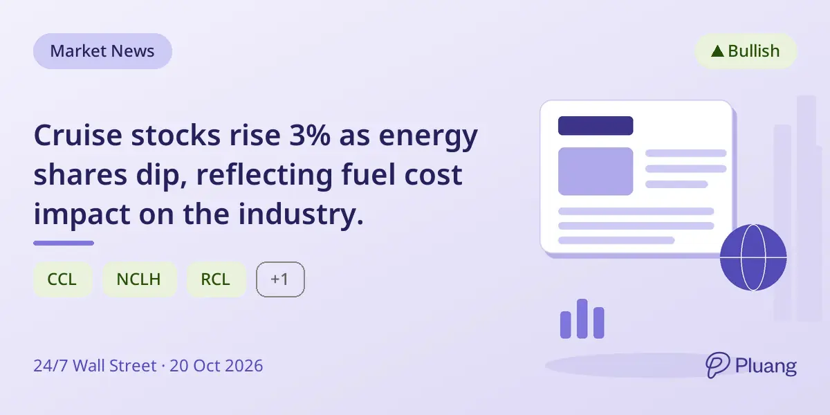 Cruise stocks rise 3% as energy shares dip, reflecting fuel cost impact on the industry.