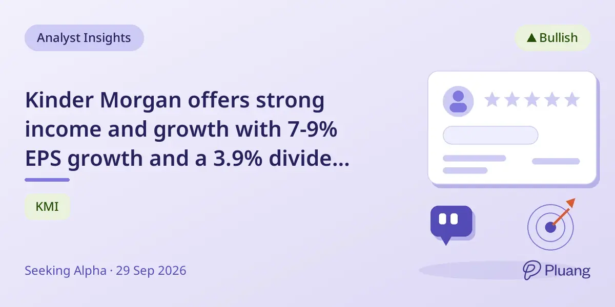 Kinder Morgan offers strong income and growth with 7-9% EPS growth and a 3.9% dividend yield.