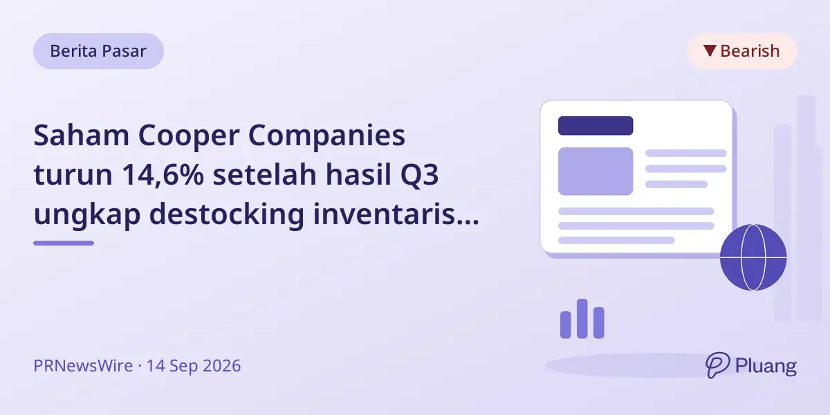 Saham Cooper Companies turun 14,6% setelah hasil Q3 ungkap destocking inventaris AS dan penyelidikan dimulai.