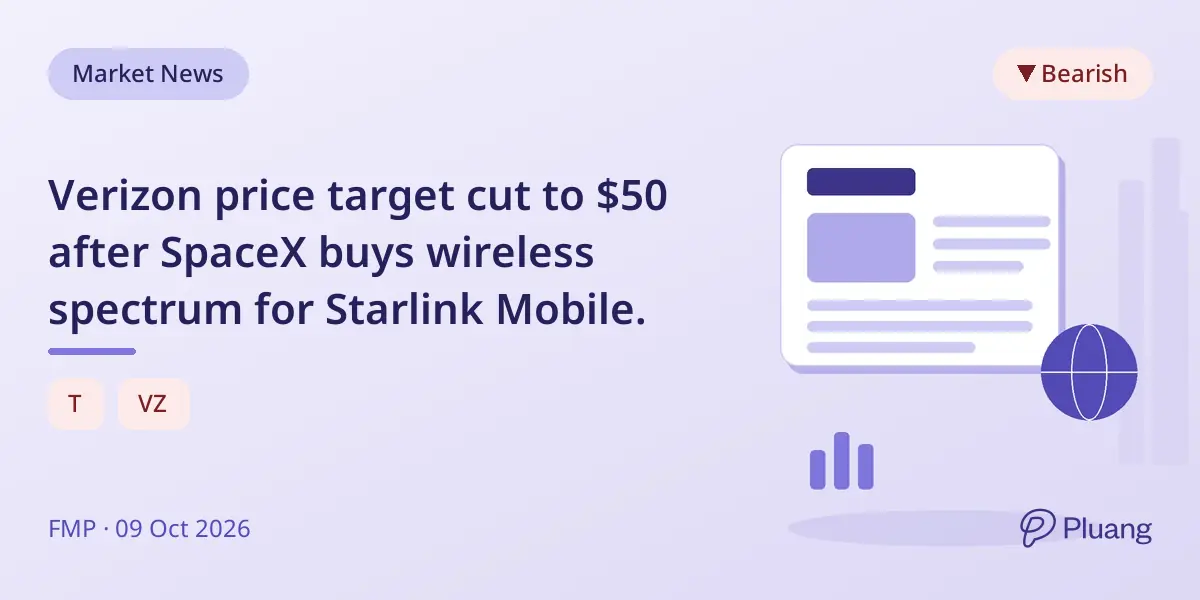 Verizon price target cut to $50 after SpaceX buys wireless spectrum for Starlink Mobile.