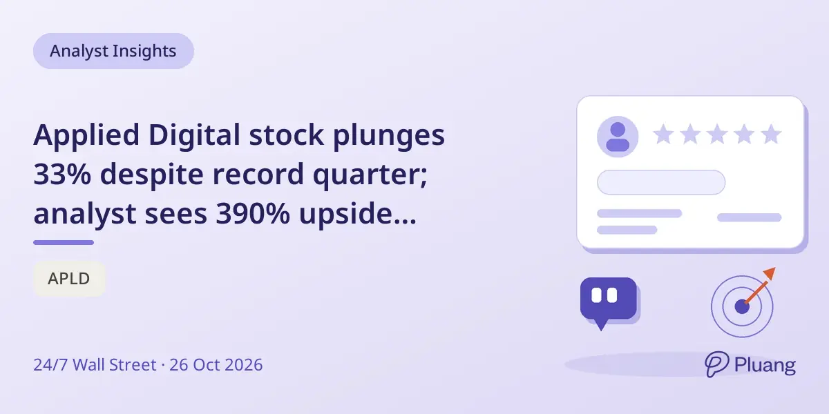 Applied Digital stock plunges 33% despite record quarter; analyst sees 390% upside potential.
