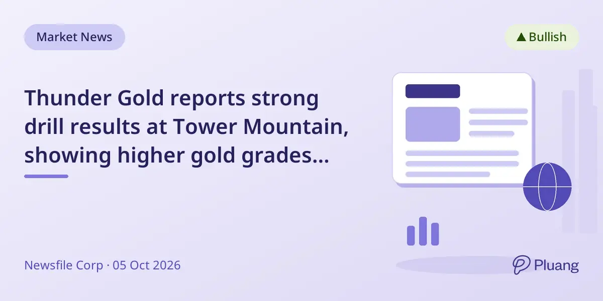 Thunder Gold reports strong drill results at Tower Mountain, showing higher gold grades than expected.