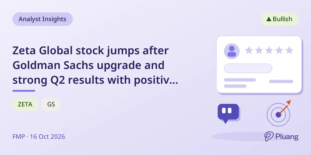 Zeta Global stock jumps after Goldman Sachs upgrade and strong Q2 results with positive GAAP net income.