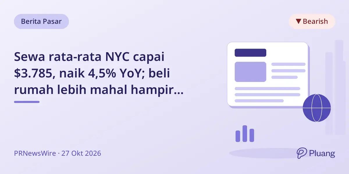 Sewa rata-rata NYC capai $3.785, naik 4,5% YoY; beli rumah lebih mahal hampir $7.000 per bulan dengan suku bunga KPR 7%+.