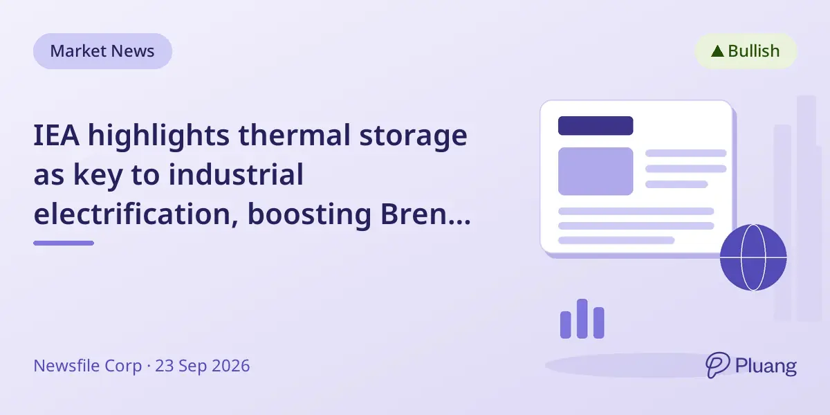 IEA highlights thermal storage as key to industrial electrification, boosting BrenX's market potential.