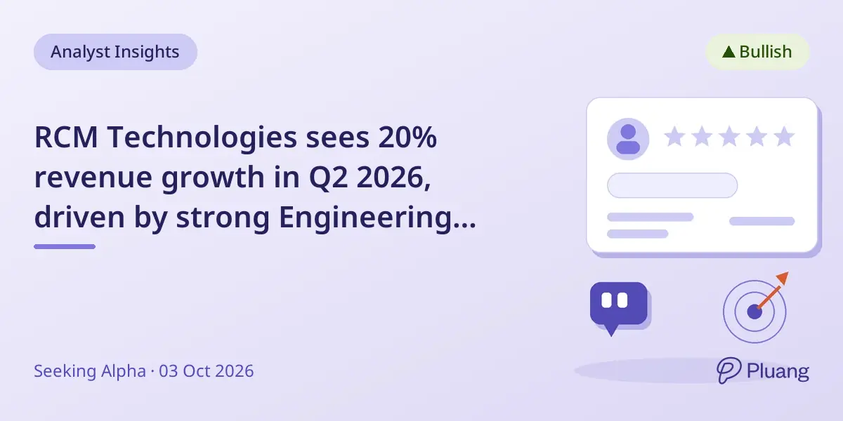 RCM Technologies sees 20% revenue growth in Q2 2026, driven by strong Engineering segment and attractive valuation.