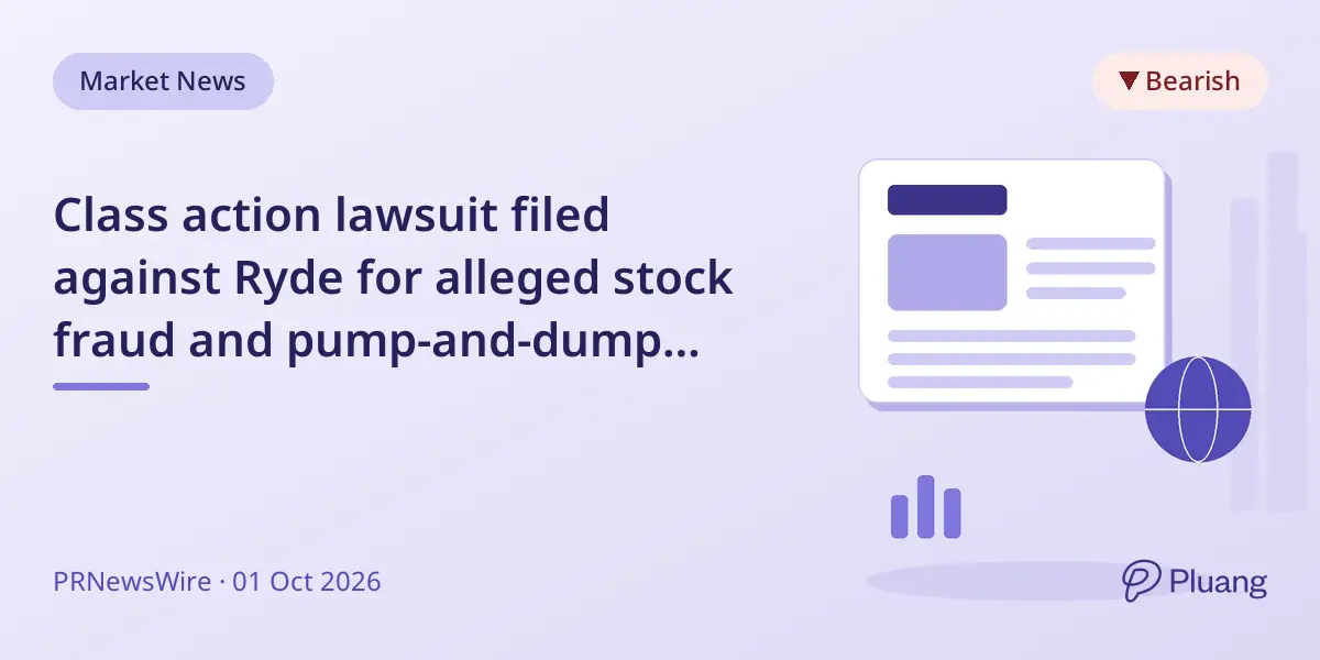 Class action lawsuit filed against Ryde for alleged stock fraud and pump-and-dump scheme.