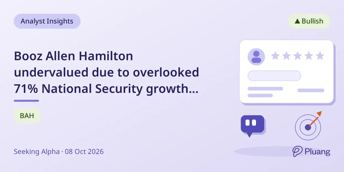 Booz Allen Hamilton undervalued due to overlooked 71% National Security growth and AI services boost