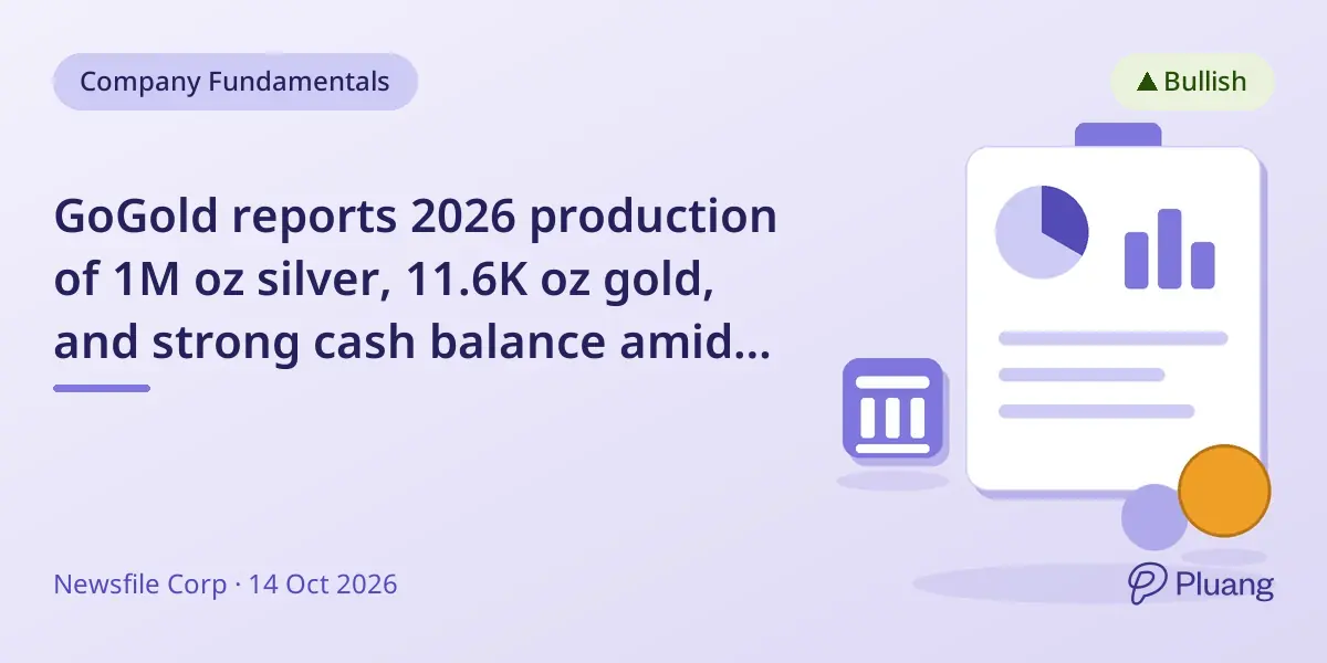 GoGold reports 2026 production of 1M oz silver, 11.6K oz gold, and strong cash balance amid Los Ricos South construction.