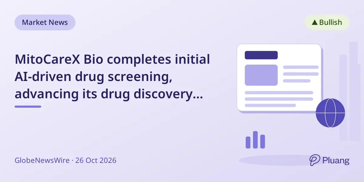 MitoCareX Bio completes initial AI-driven drug screening, advancing its drug discovery efforts.