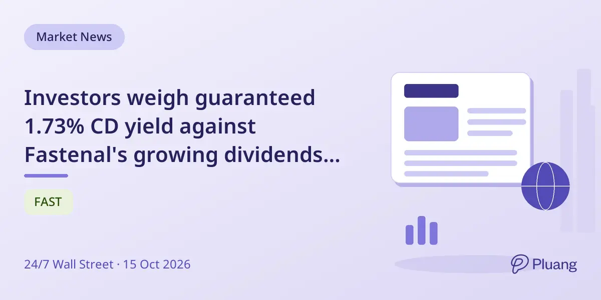 Investors weigh guaranteed 1.73% CD yield against Fastenal's growing dividends amid tax and risk factors.