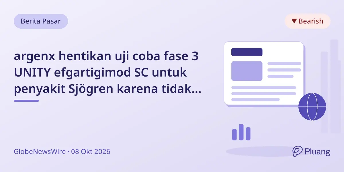 argenx hentikan uji coba fase 3 UNITY efgartigimod SC untuk penyakit Sjögren karena tidak efektif.