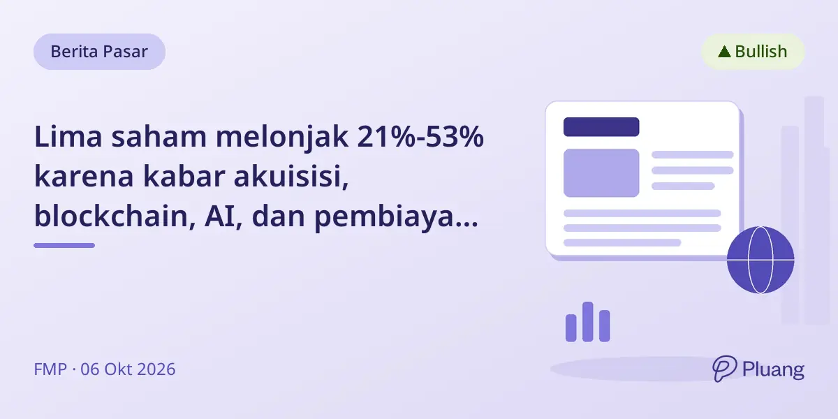 Lima saham melonjak 21%-53% karena kabar akuisisi, blockchain, AI, dan pembiayaan federal.