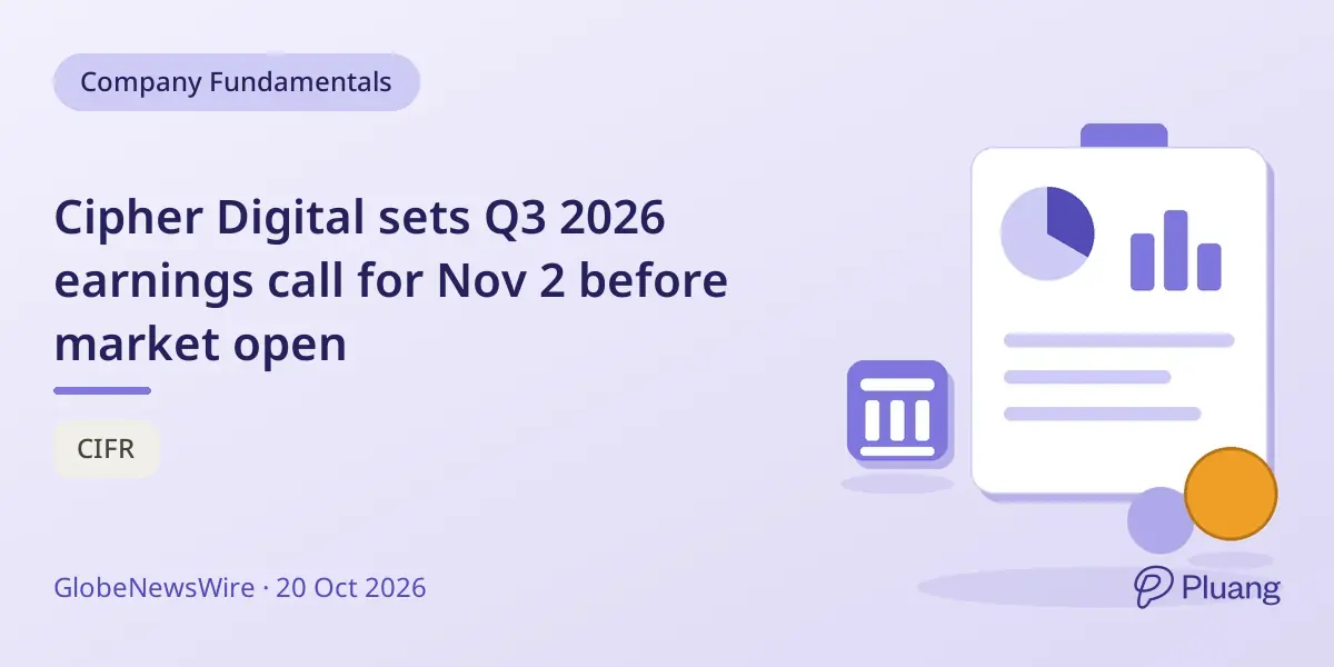 Cipher Digital sets Q3 2026 earnings call for Nov 2 before market open