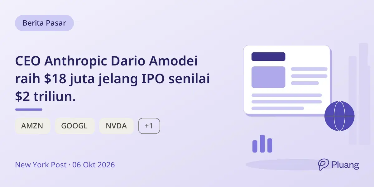 CEO Anthropic Dario Amodei raih $18 juta jelang IPO senilai $2 triliun.