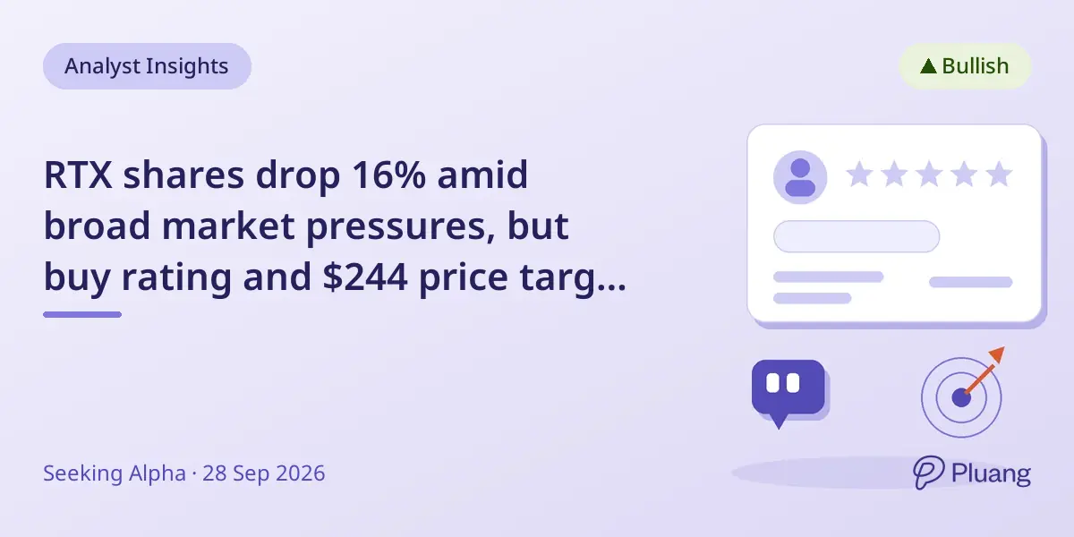 RTX shares drop 16% amid broad market pressures, but buy rating and $244 price target remain intact.