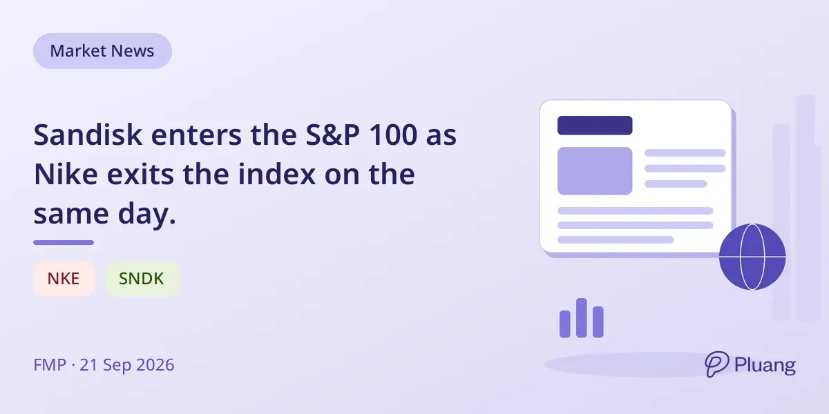 Sandisk enters the S&P 100 as Nike exits the index on the same day.
