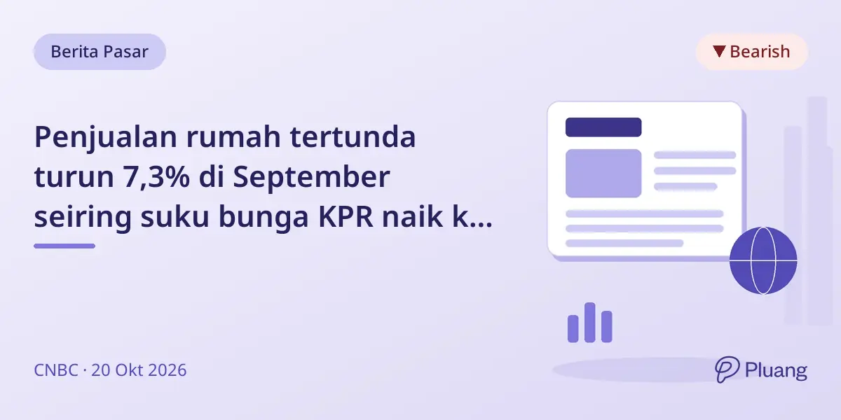 Penjualan rumah tertunda turun 7,3% di September seiring suku bunga KPR naik ke 7,6%, sentimen pengembang rumah terendah 14 tahun