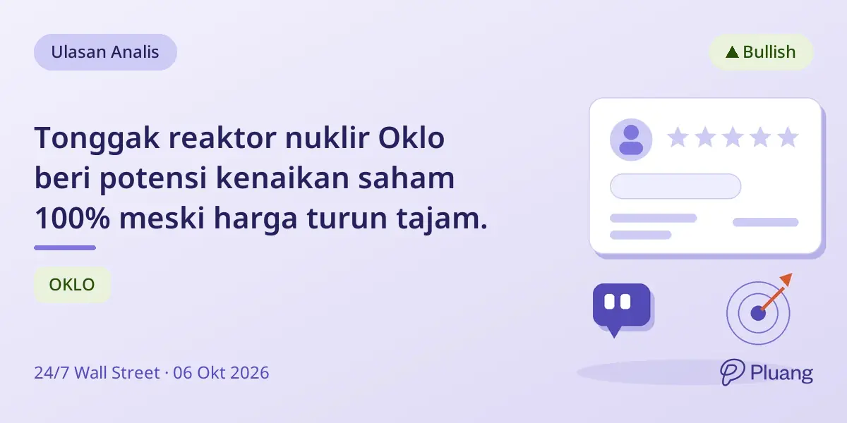 Tonggak reaktor nuklir Oklo beri potensi kenaikan saham 100% meski harga turun tajam.