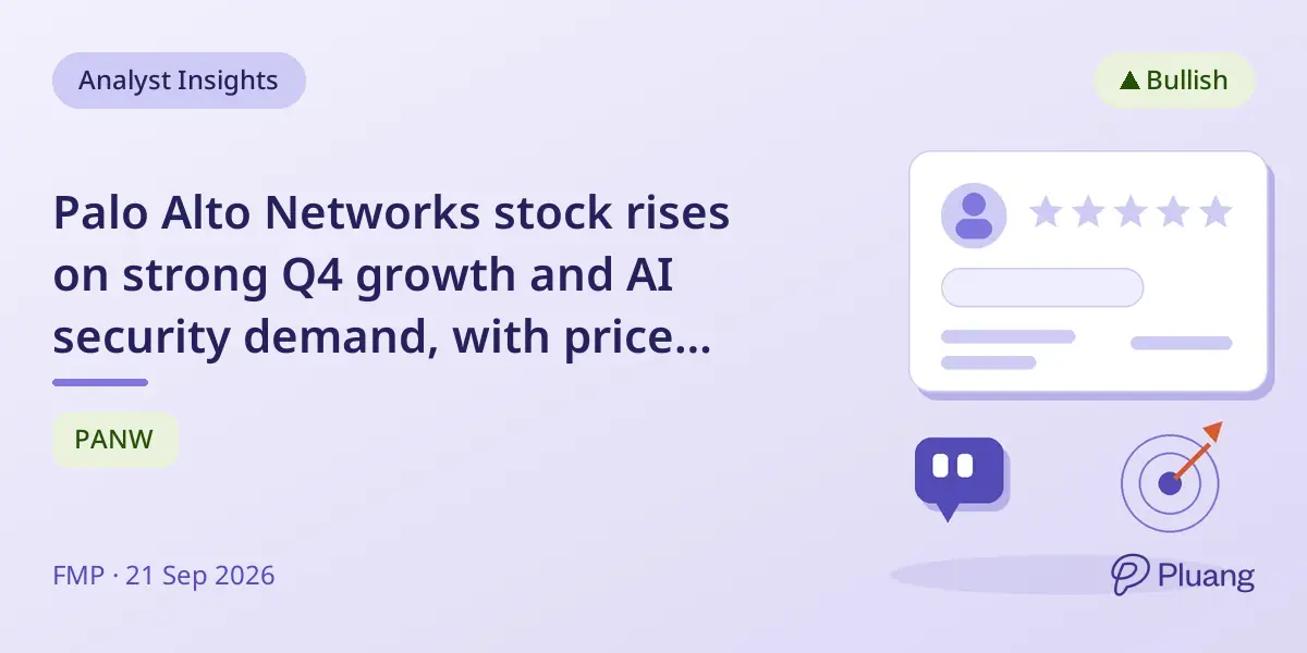 Palo Alto Networks stock rises on strong Q4 growth and AI security demand, with price target raised 12.77%.