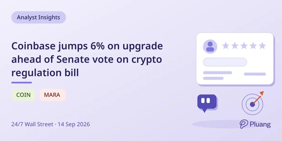 Coinbase jumps 6% on upgrade ahead of Senate vo...