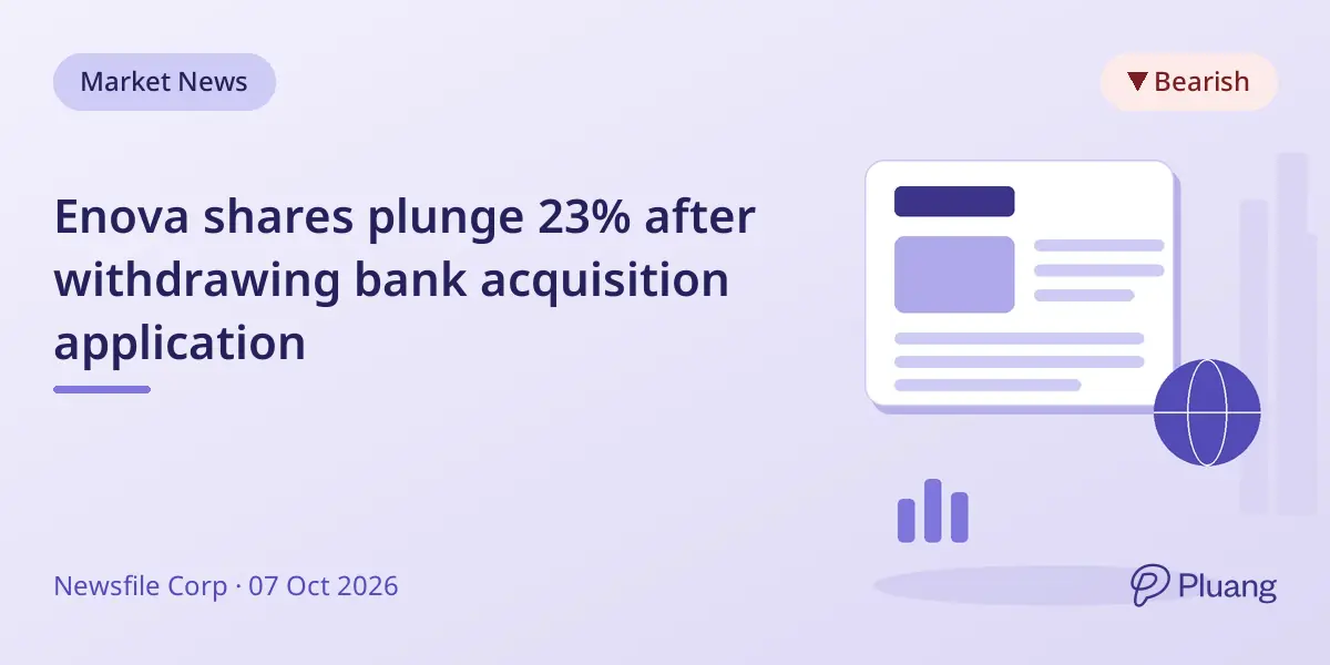 Enova shares plunge 23% after withdrawing bank acquisition application