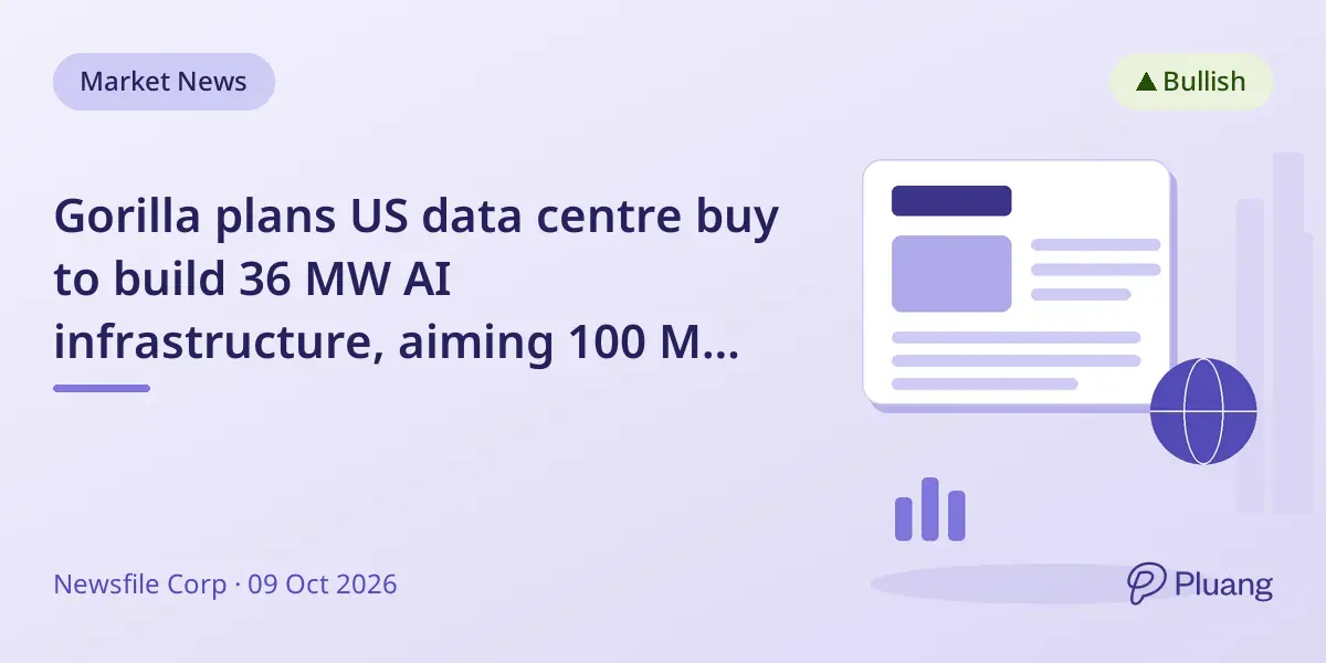 Gorilla plans US data centre buy to build 36 MW AI infrastructure, aiming 100 MW in 18 months