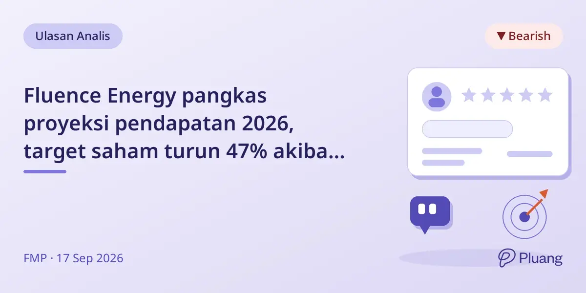 Fluence Energy pangkas proyeksi pendapatan 2026, target saham turun 47% akibat keterlambatan produksi.