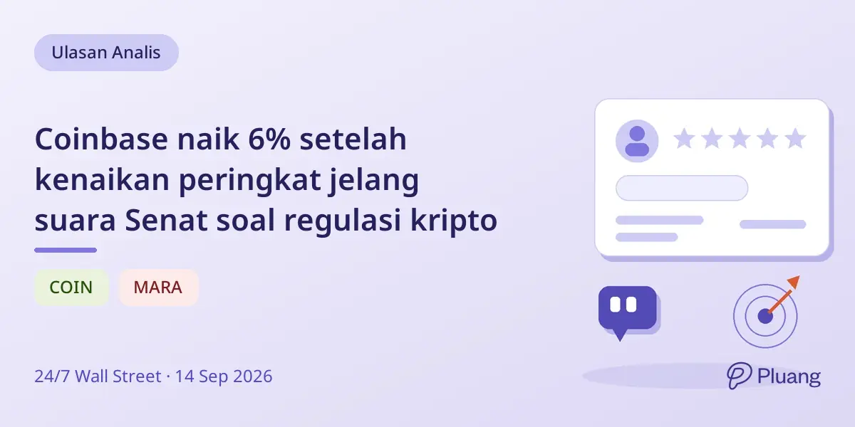 Coinbase naik 6% setelah kenaikan peringkat jelang suara Senat soal regulasi kripto