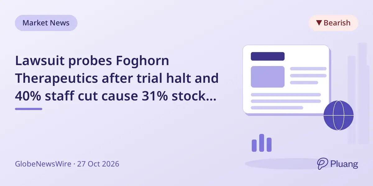 Lawsuit probes Foghorn Therapeutics after trial halt and 40% staff cut cause 31% stock drop