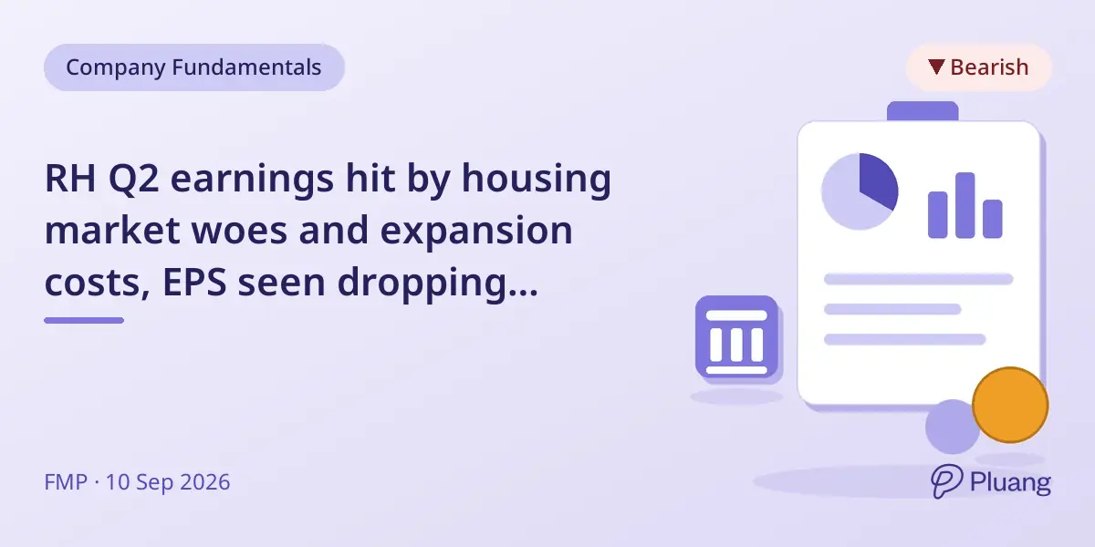 RH Q2 earnings hit by housing market woes and expansion costs, EPS seen dropping sharply.