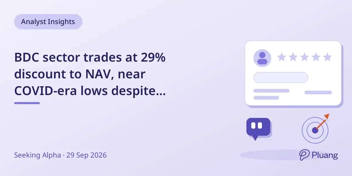 BDC sector trades at 29% discount to NAV, near COVID-era lows despite stronger economy