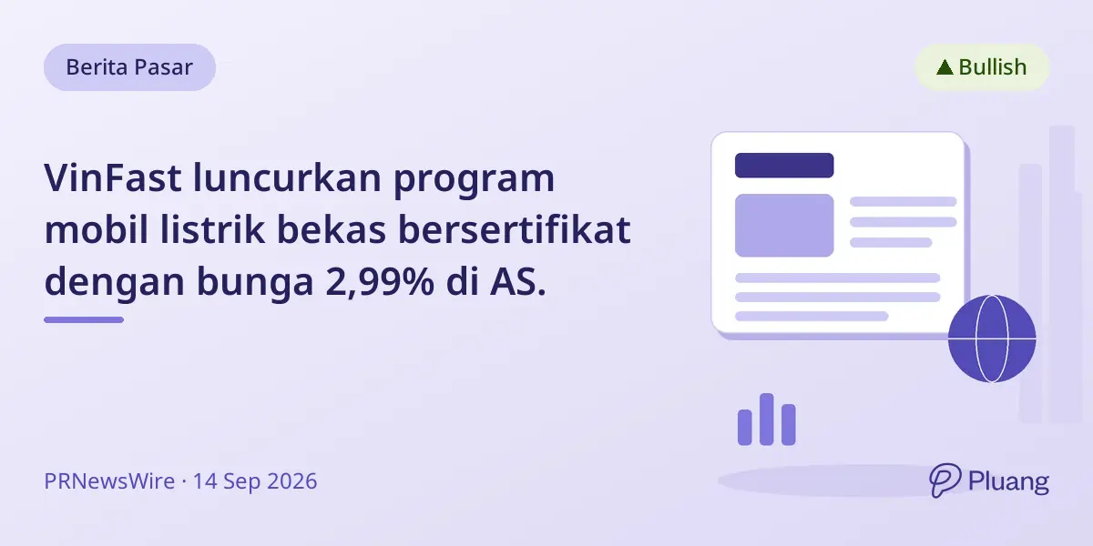 VinFast luncurkan program mobil listrik bekas bersertifikat dengan bunga 2,99% di AS.