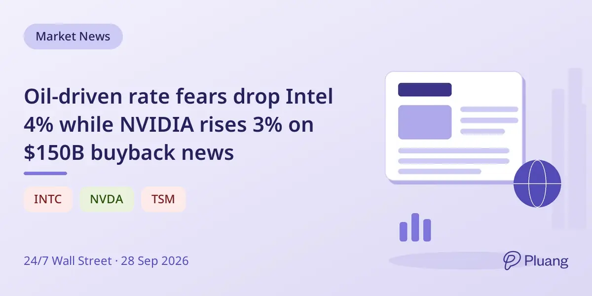 Oil-driven rate fears drop Intel 4% while NVIDIA rises 3% on $150B buyback news