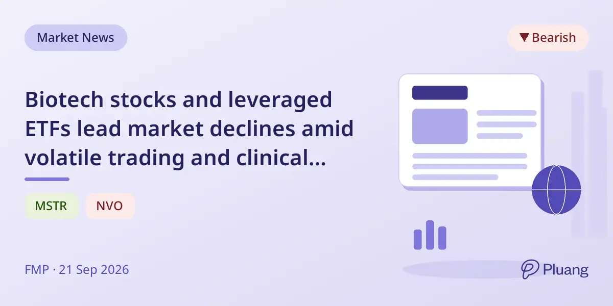 Biotech stocks and leveraged ETFs lead market declines amid volatile trading and clinical news.